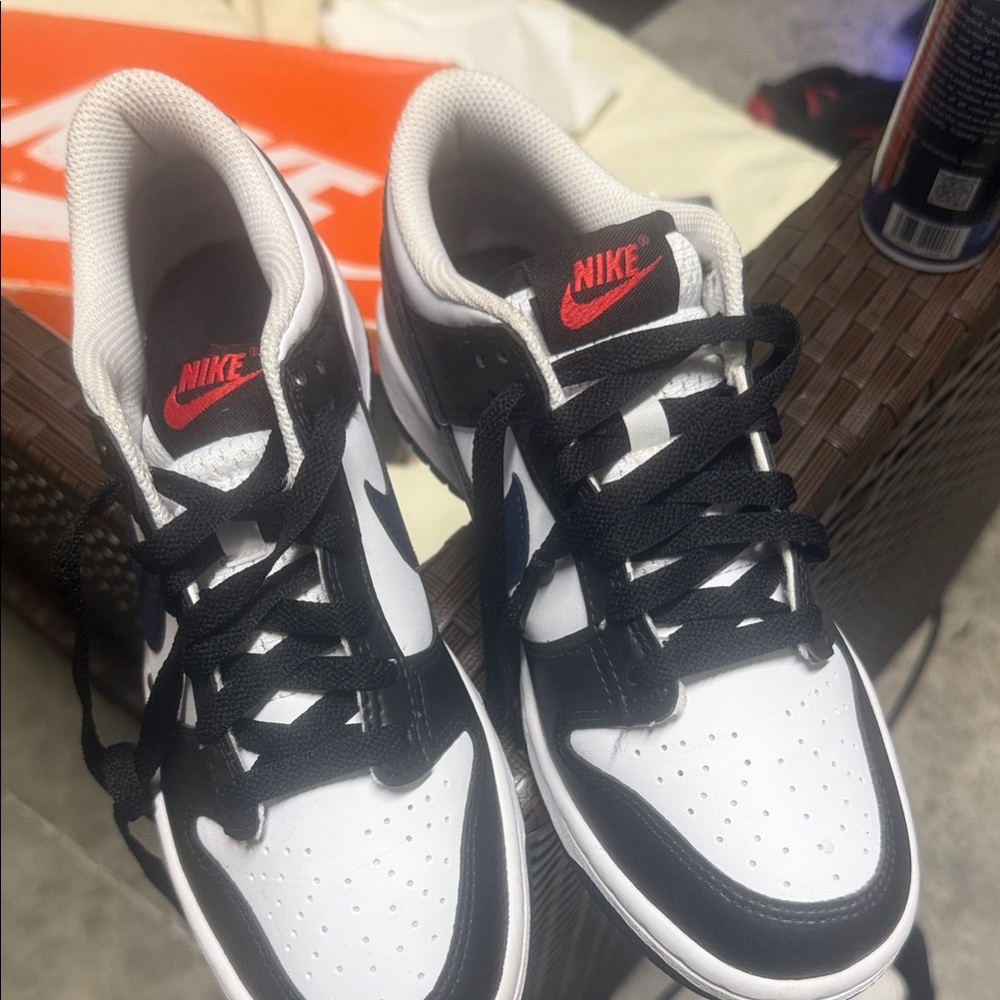Nike Black and White Athletic Shoes with Red Logo